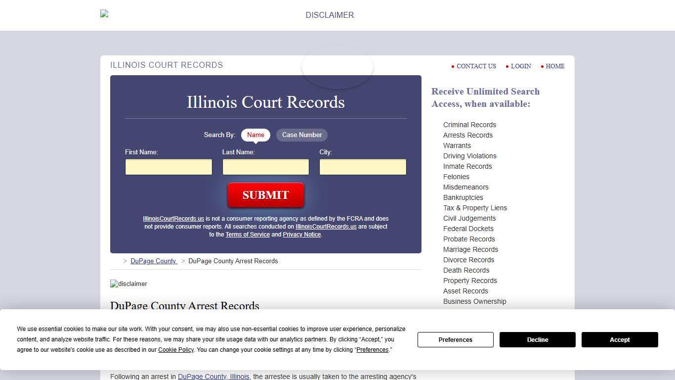 DuPage County Arrest Records | IllinoisCourtRecords.us