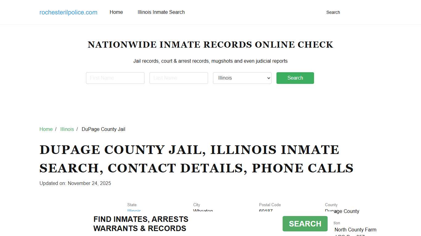 DuPage County Jail, Illinois Inmate Search, Contacts