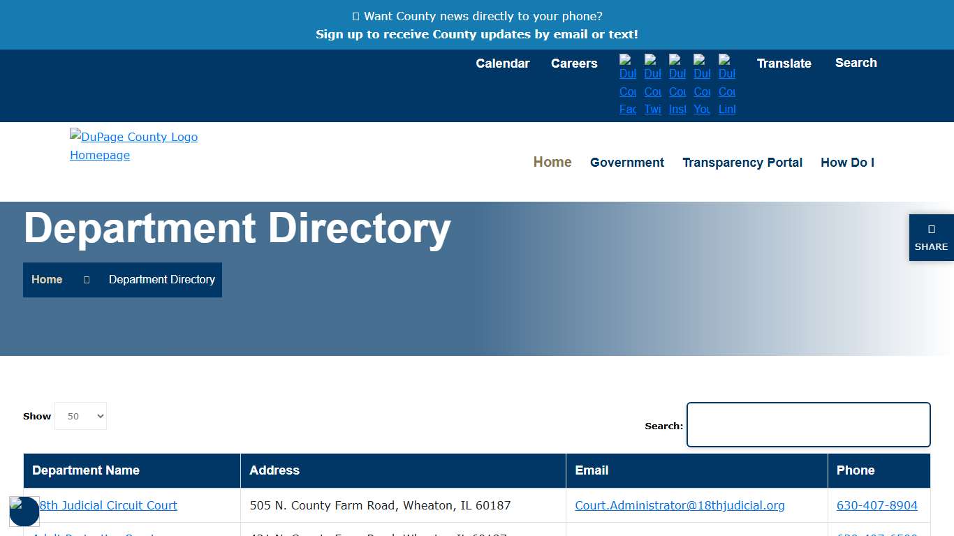 Department Directory | DuPage Co, IL