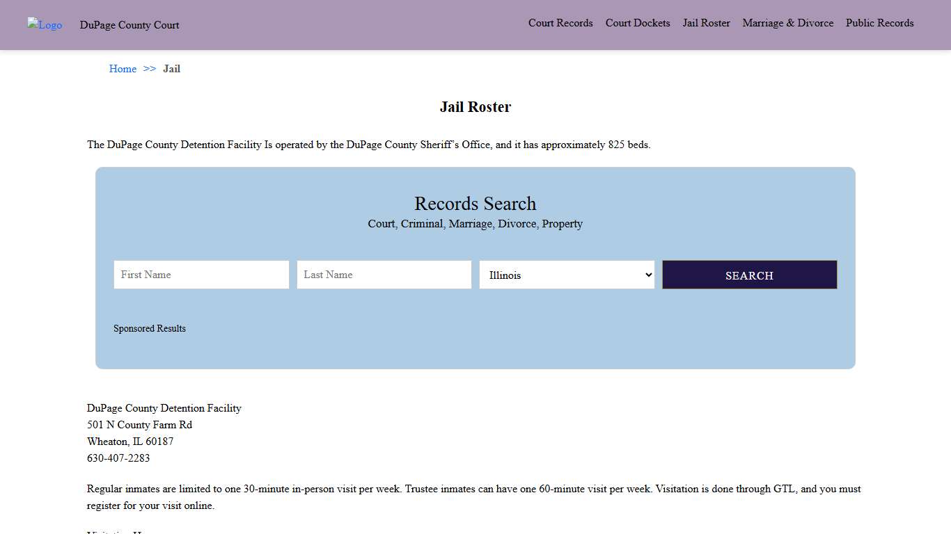 Jail Roster | Dupage County Court
